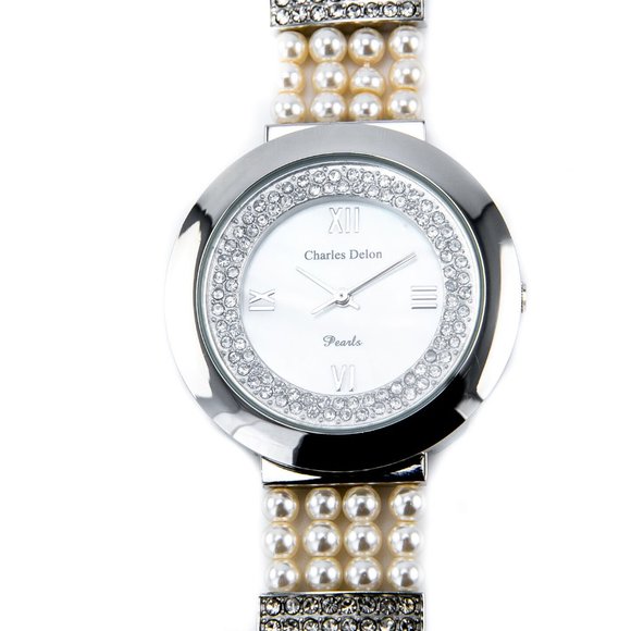 Charles Delon Casual Style Silver/Pearl Watch - Picture 2 of 4